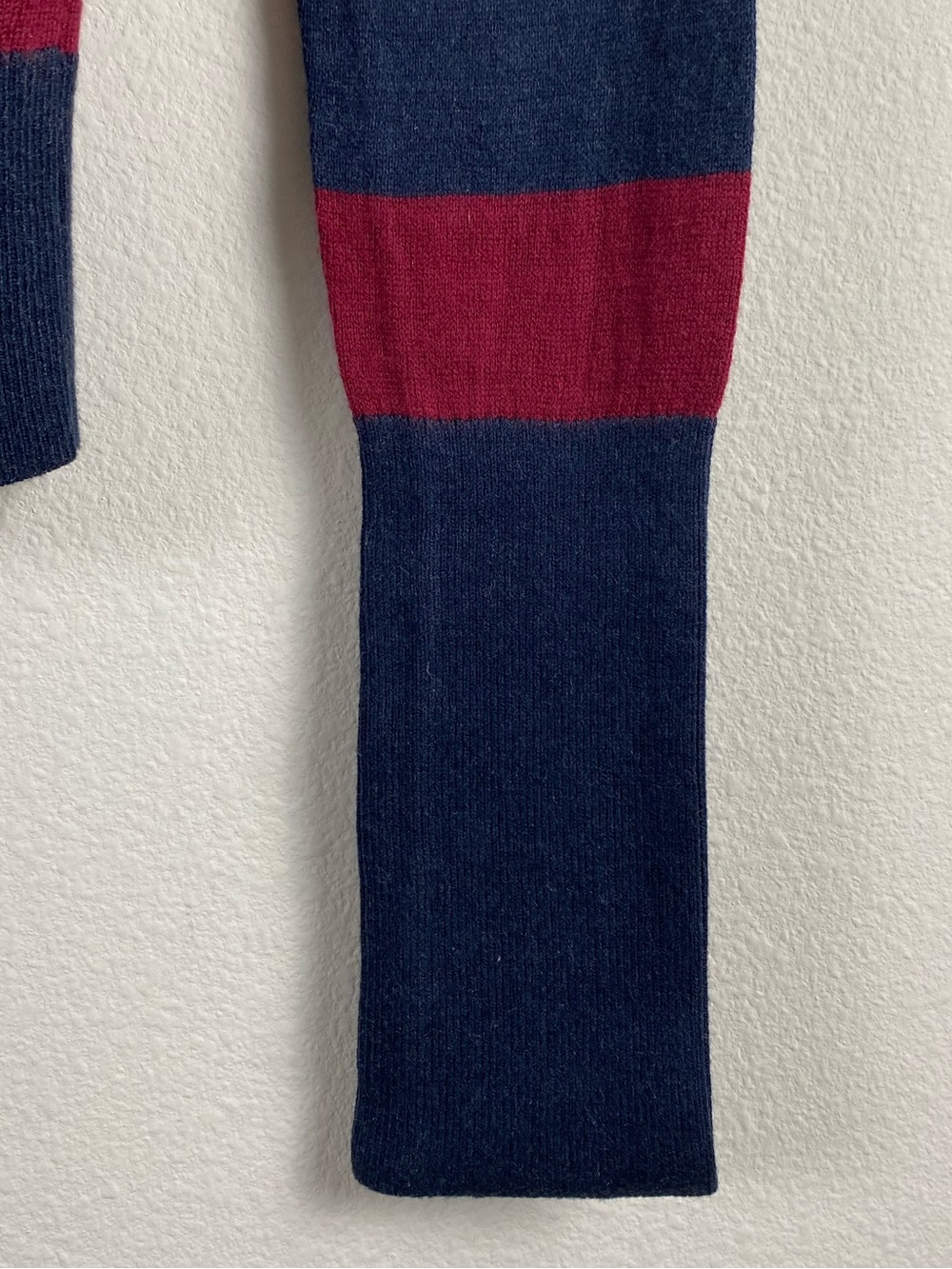 Abercrombie & Fitch Y2K Striped Bow Detail Long Sleeve Cardigan | Burgundy/Navy - Picture 11 of 16